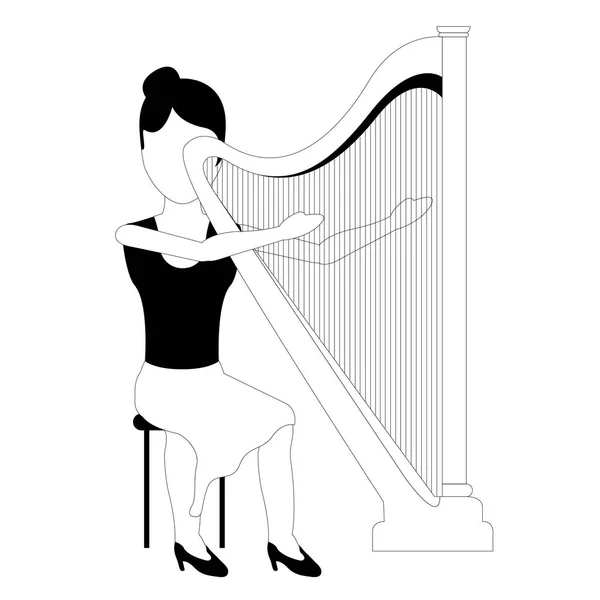 Avatar féminin jouant de la harpe — Image vectorielle