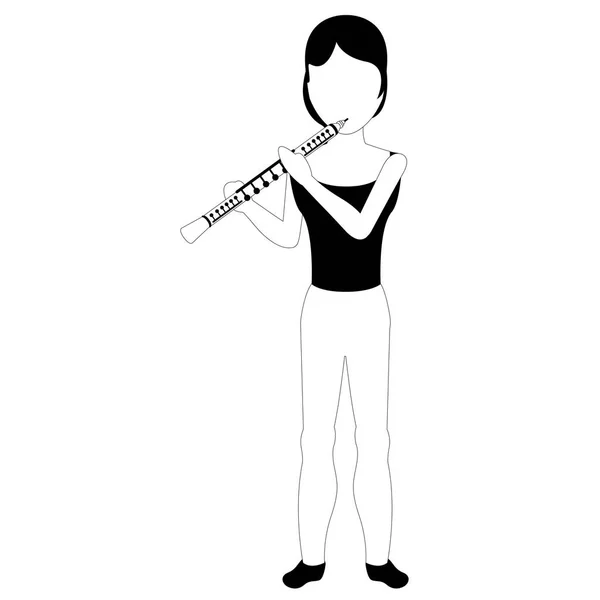 Kvinnliga avatar spelar en flöjt — Stock vektor