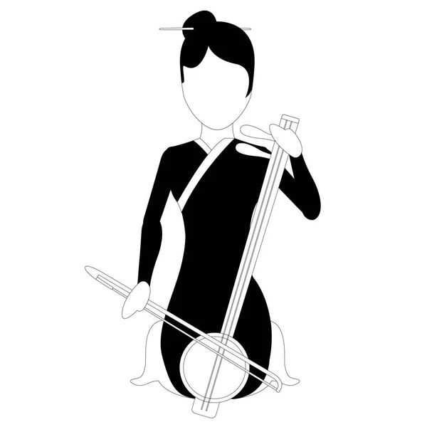 Kvinnliga avatar spelar en shamizen — Stock vektor
