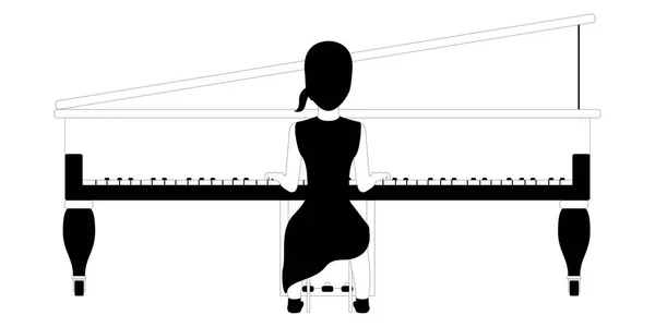 Avatar feminino tocando piano —  Vetores de Stock