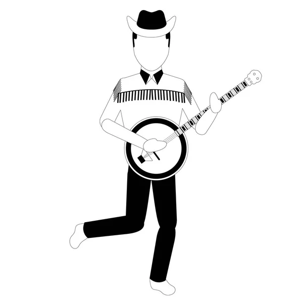 Avatar masculino tocando el banjo — Vector de stock