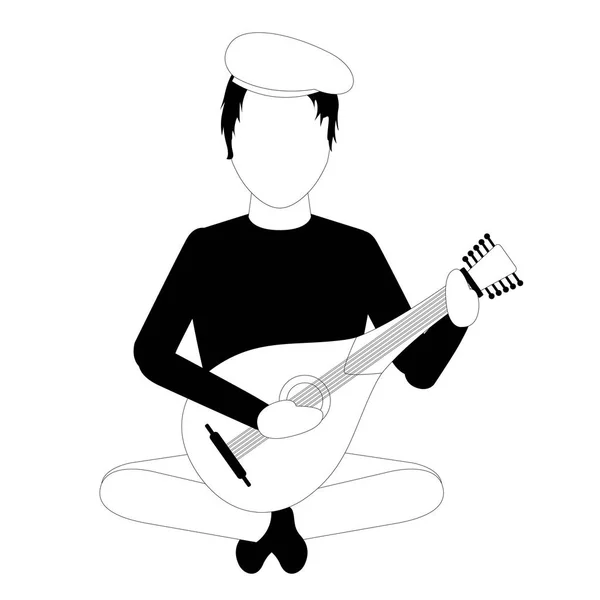 Avatar masculino tocando una guitarra portuguesa — Vector de stock