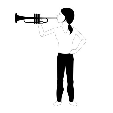 Kadın avatar bir trompet çalmaya