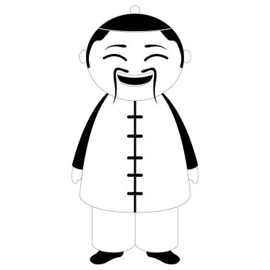 İzole geleneksel Asya çizgi film karakteri