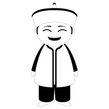 İzole geleneksel Asya çizgi film karakteri