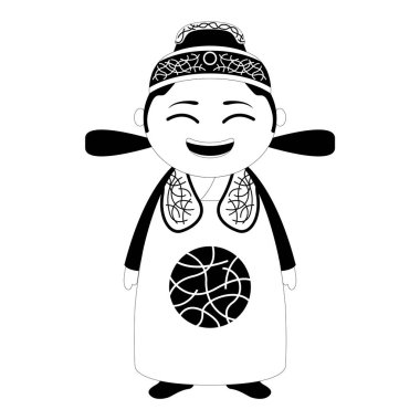 İzole geleneksel Asya çizgi film karakteri