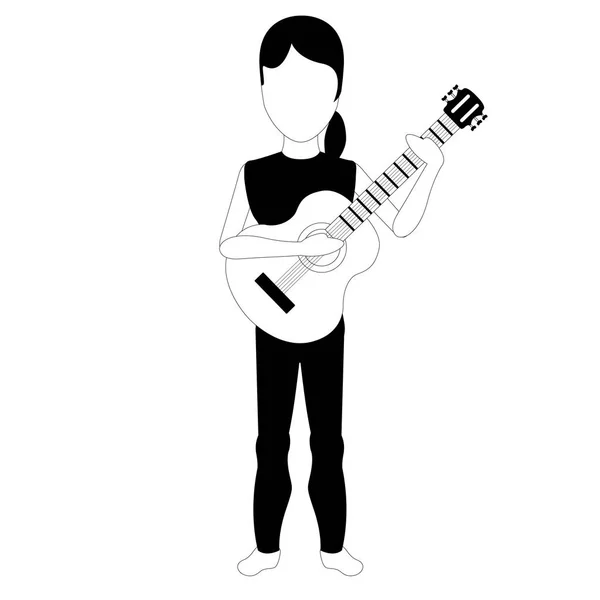 Avatar femenino tocando una guitarra — Vector de stock