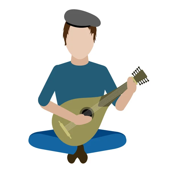 Avatar masculino tocando una guitarra portuguesa — Vector de stock