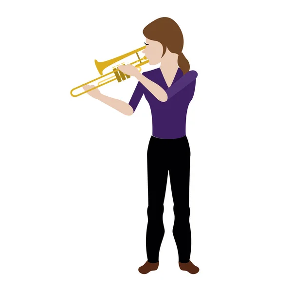 Kvinnliga avatar spelar en trombon — Stock vektor