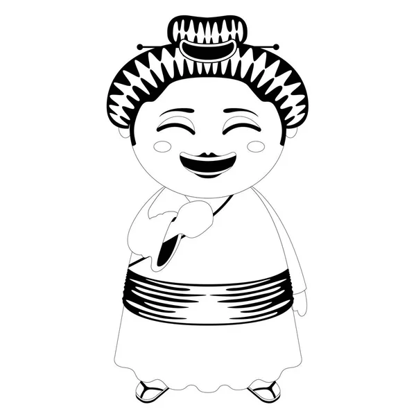 Aislado tradicional asiático personaje de dibujos animados — Vector de stock