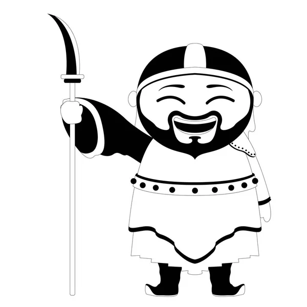 Karakter kartun prajurit tradisional Asia - Stok Vektor