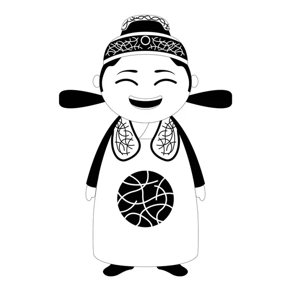 Aislado tradicional asiático personaje de dibujos animados — Vector de stock
