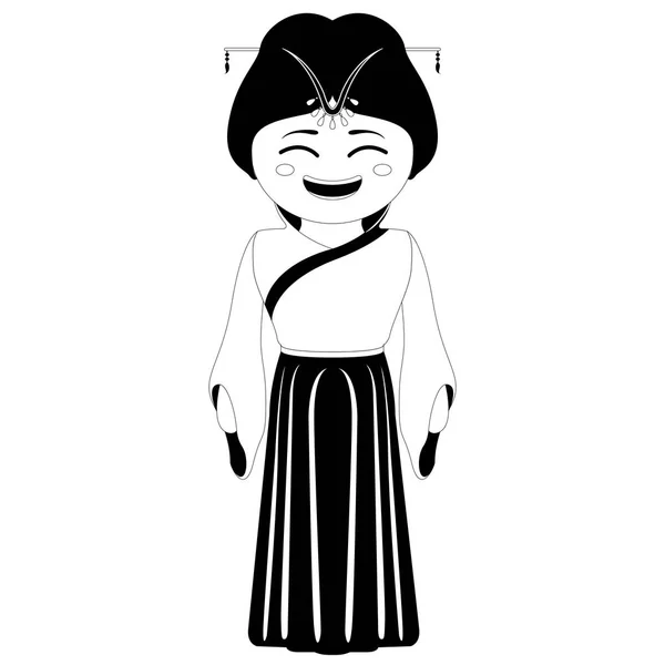 Aislado tradicional asiático personaje de dibujos animados — Vector de stock