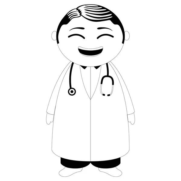 Médico asiático personaje de dibujos animados — Vector de stock