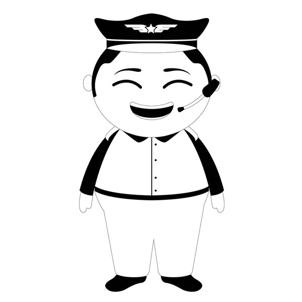 Avión asiático piloto personaje de dibujos animados — Vector de stock