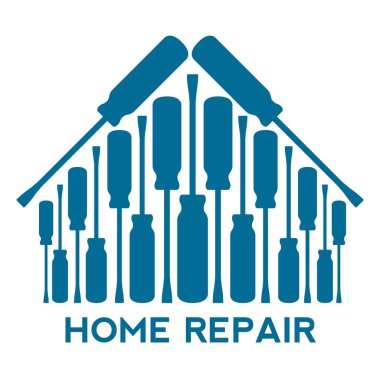 Bir ev oluşturan bir tornavida siluetleri