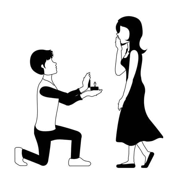 Hombre proponiendo matrimonio a su novia — Vector de stock