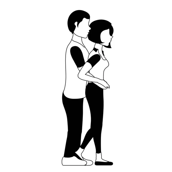 Couple Qui Serre Dans Ses Bras Saint Valentin Illustration Vectorielle — Image vectorielle