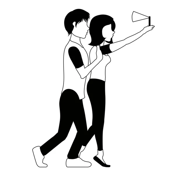 Pareja tomando una selfie. San Valentín — Vector de stock