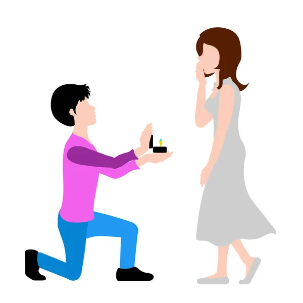 Man proposing marriage to his girlfriend — Stock Vector