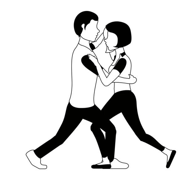 Pareja feliz bailando. San Valentín — Vector de stock