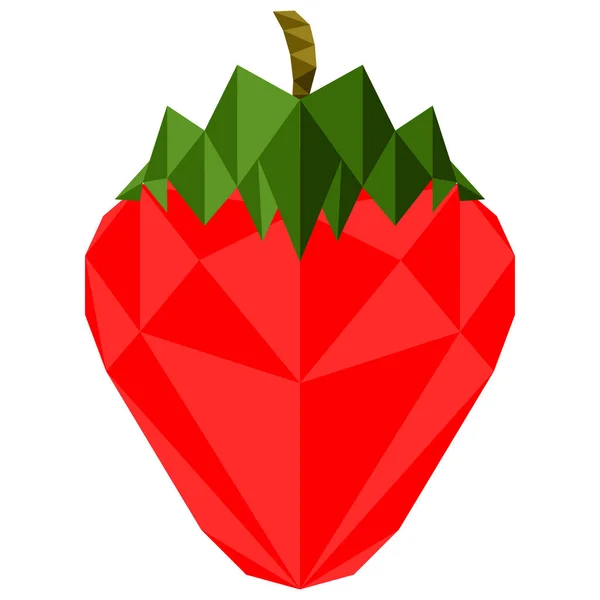 Geïsoleerde laag poly aardbei-fruit — Stockvector