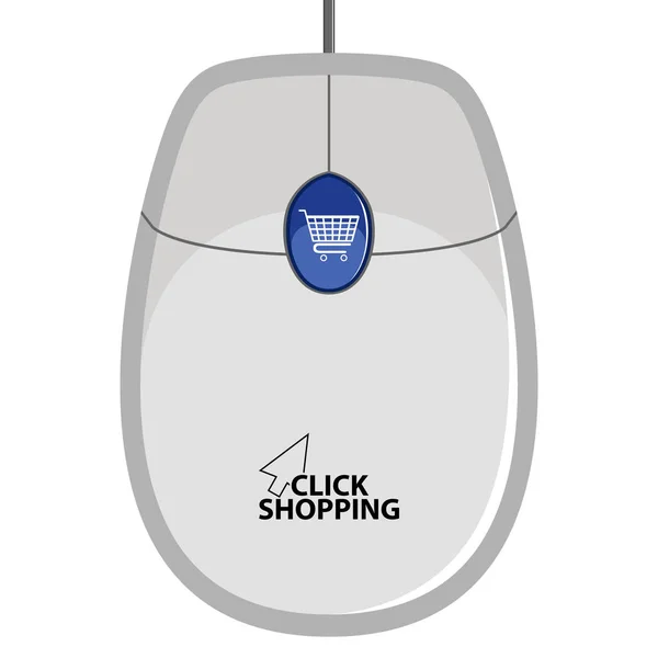 Ikona myši s klepněte na tlačítko nákupní text — Stockový vektor