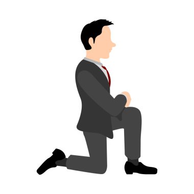 İzole diz çökmüş işadamı