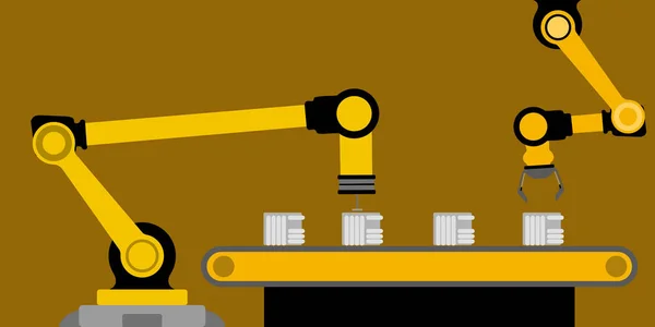 Industrail Braço Robô Reparar Uma Bateria Desenho Ilustração Vetorial —  Vetores de Stock