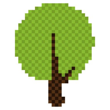 İzole pixelated ağaç simgesiyle