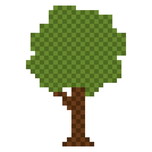 Icono de árbol pixelado aislado — Vector de stock