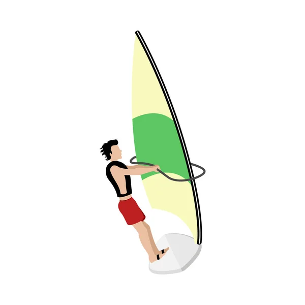 서핑 하는 고립 된 남자 — 스톡 벡터
