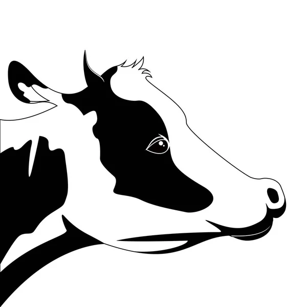 Silhouet van het hoofd van een koe. Boerderij dieren — Stockvector