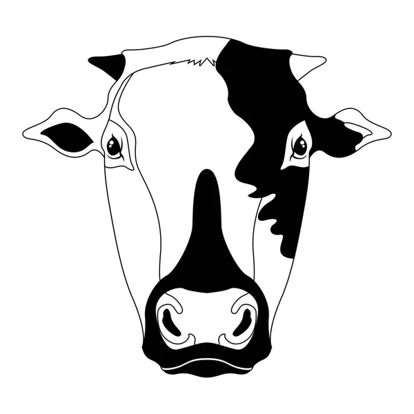 Silhouette de tête de vache. Animaux de ferme — Image vectorielle