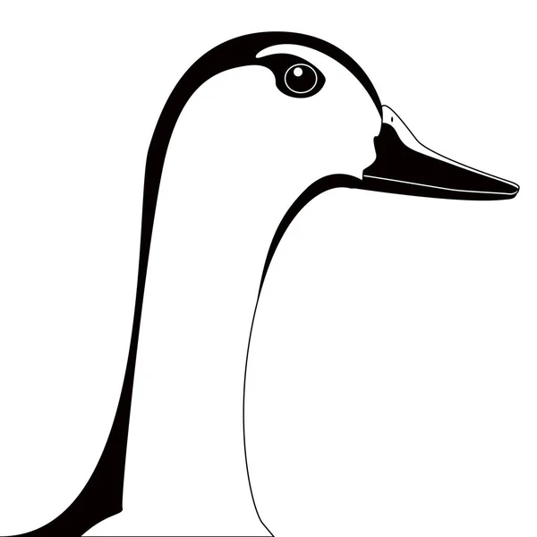 Silhouette de tête de canard. Animaux de ferme — Image vectorielle