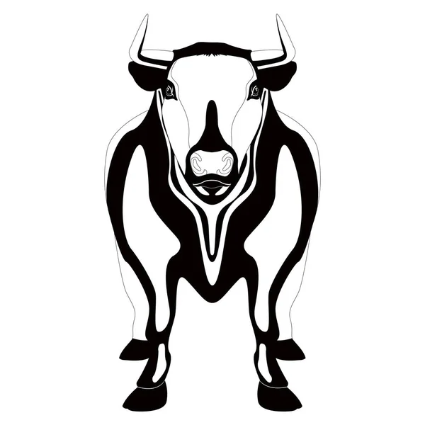 Front view of a bull. Silhouette — Stock Vector