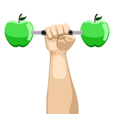 Elma şekillerle bir halter kaldırma kolu