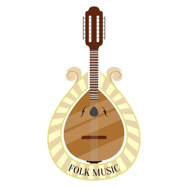 Etichetă Muzică Populară Chitară Portugheză Design Ilustrații Vectoriale — Vector de stoc