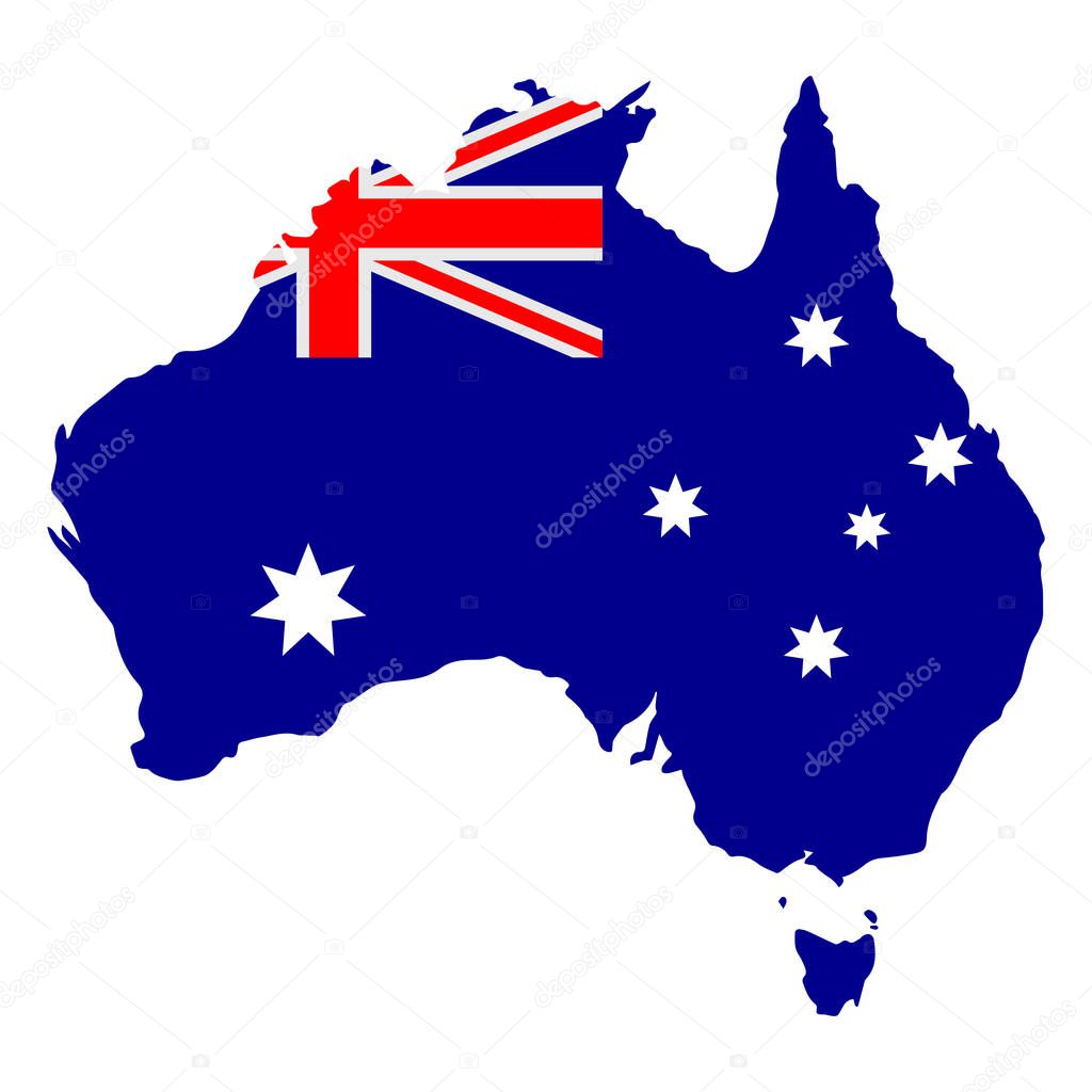 Map of Australia with flag
