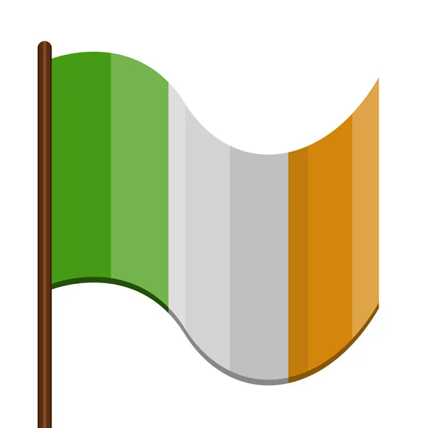 Bandeira de acenar isolada da Irlanda — Vetor de Stock