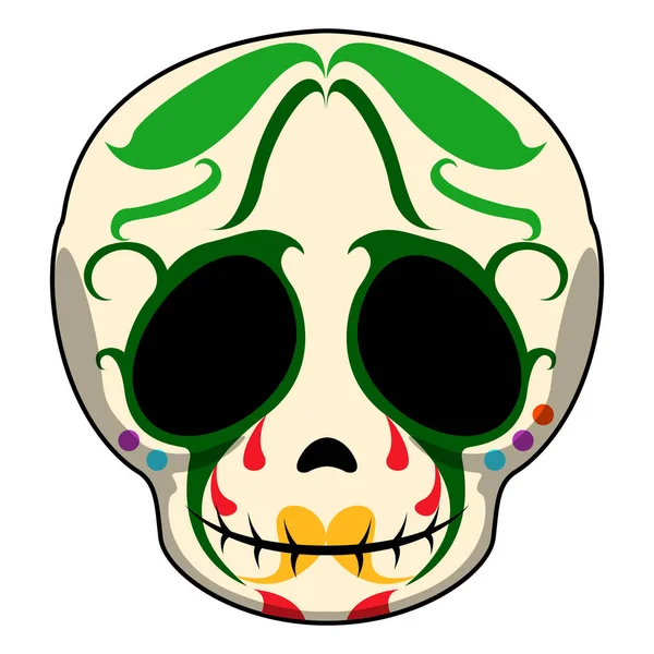 Feliz colorido mexicano crânio desenhos animados —  Vetores de Stock