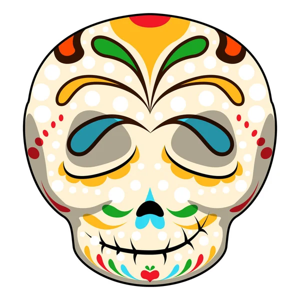 Heureux coloré mexicain crâne dessin animé — Image vectorielle