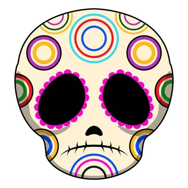 Üzgün renkli Meksika kafatası çizgi film — Stok Vektör