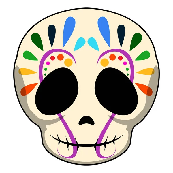 Ευτυχισμένος χρωματιστό Μεξικού κρανίο κινουμένων σχεδίων — Διανυσματικό Αρχείο