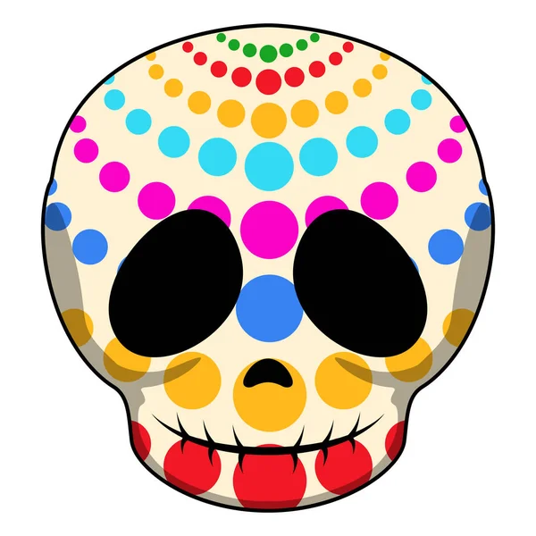 Dibujos animados de cráneo mexicano de colores felices — Archivo Imágenes Vectoriales