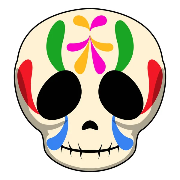 행복 한 색깔된 멕시코 두개골 만화 — 스톡 벡터