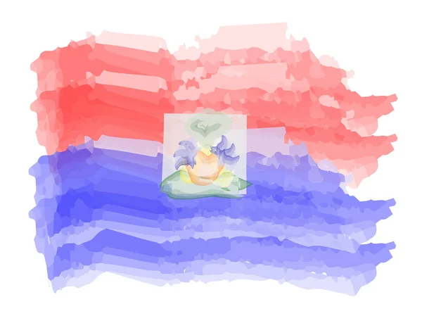 Drapeau aquarelle d'Haïti — Image vectorielle