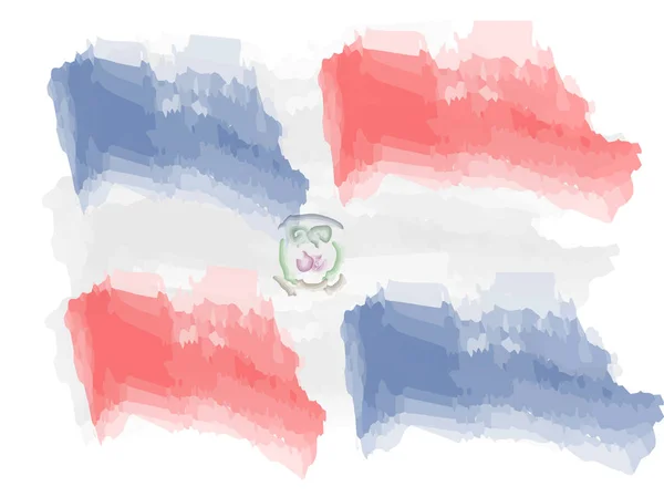 ドミニカ共和国の水彩の旗 — ストックベクタ