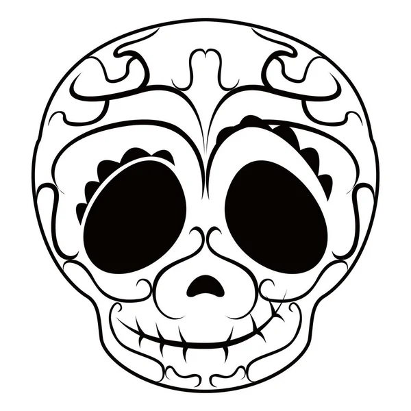 一个愉快的墨西哥头骨动画片概要 — 图库矢量图片