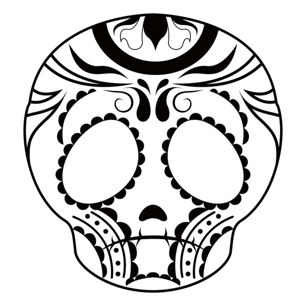 Esquema de una triste caricatura mexicana del cráneo — Archivo Imágenes Vectoriales